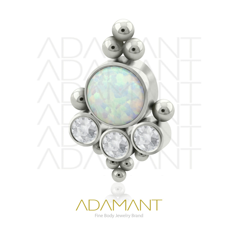 14g, Titanio Accesorio Rosca, 1.2mm Patrón de rosca, Majestic, Bezel Set, Opal y Cubic Zirconia