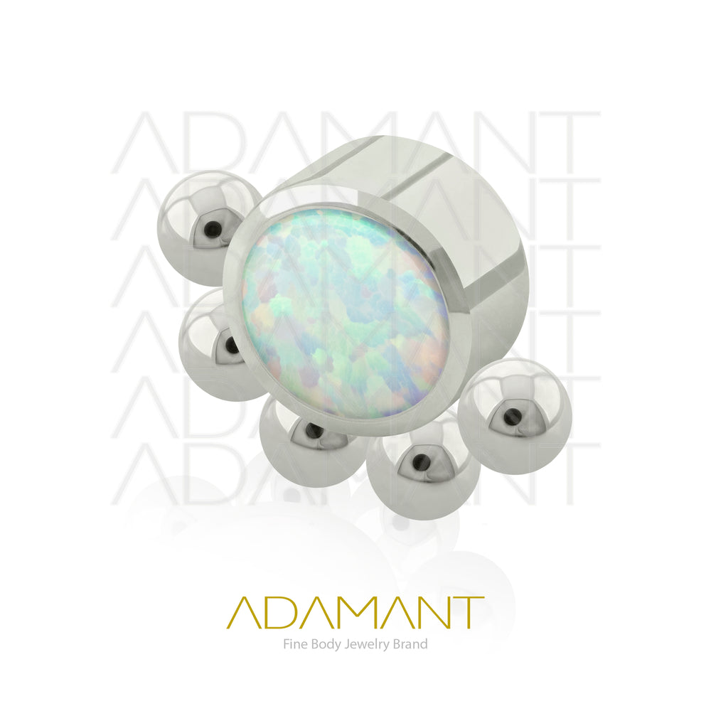 14g, Titanio Accesorio Rosca, 1.2mm Patrón de rosca, Queen, Bezel Set, Opal