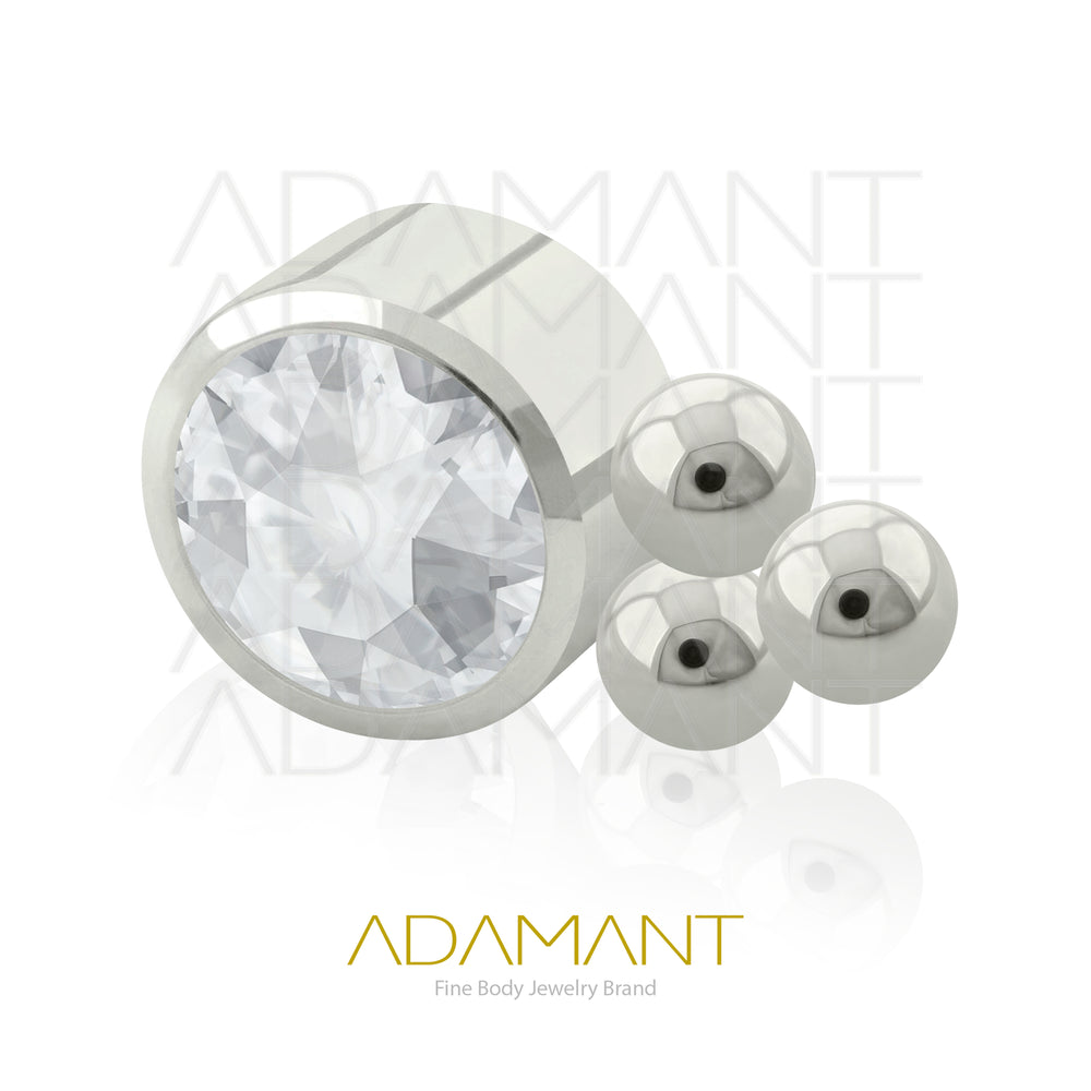 14g, Titanio Accesorio Rosca, 1.2mm Patrón de rosca, TRI, Bezel Set, Cubic Zirconia