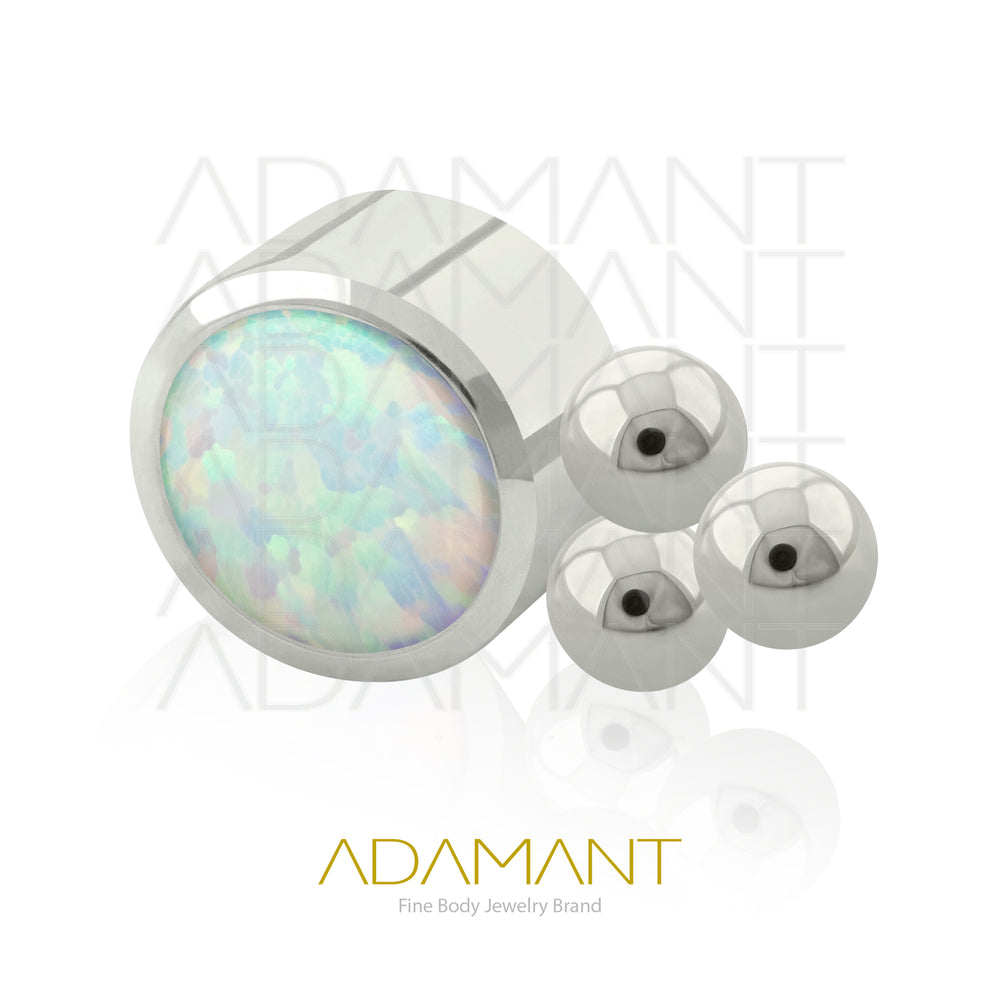14g, Titanio Accesorio Rosca, 1.2mm Patrón de rosca, TRI, Bezel Set, Opal