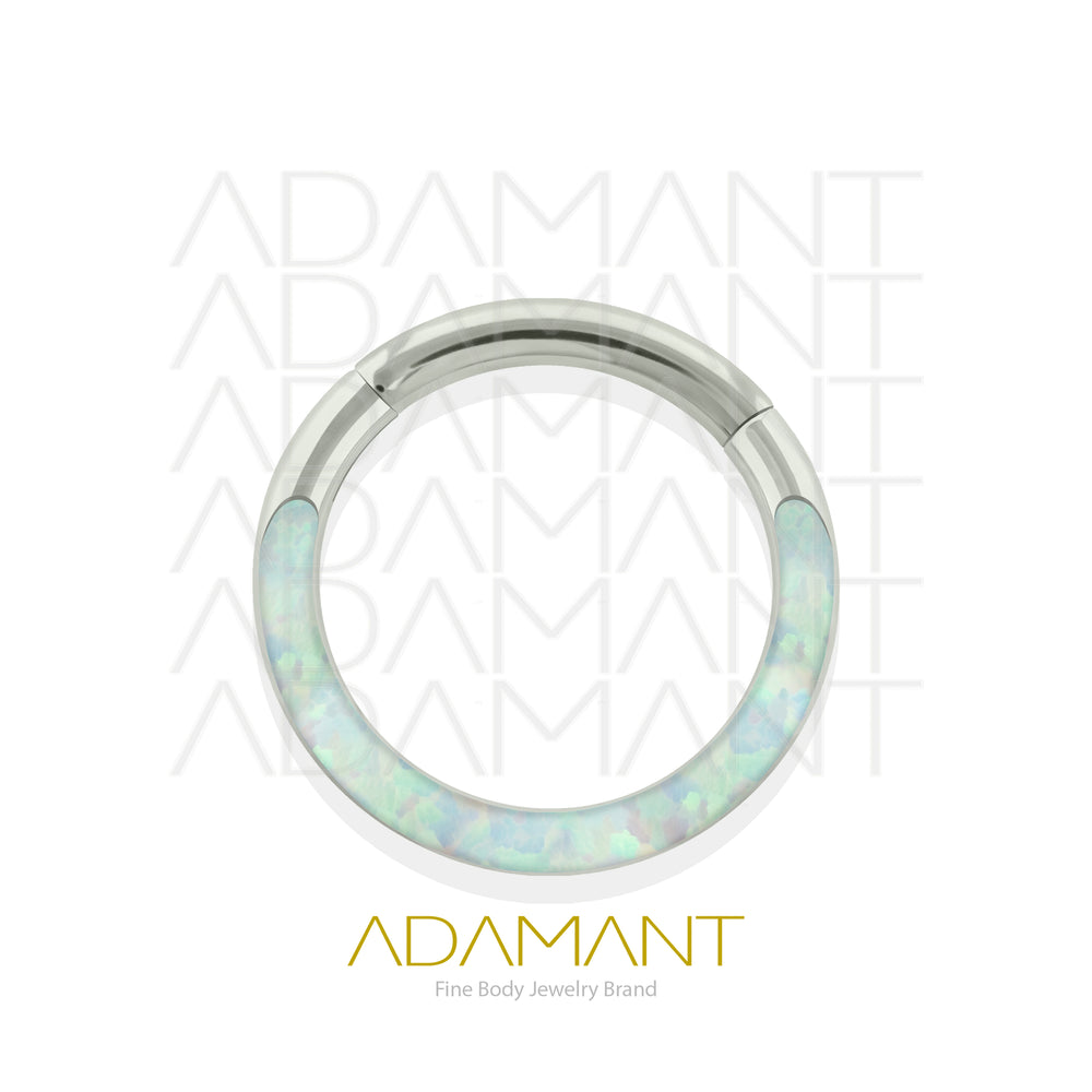 14g, Titanio, Aro Clicker con Bisagra, Front Full Opal