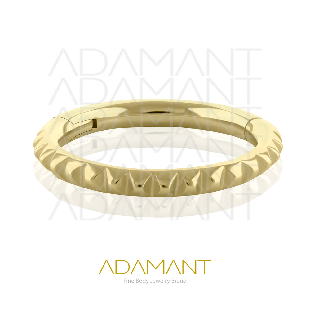 16g, Oro Solido 14k Aro de Bisagra Clicker Side Pyramid Cuts