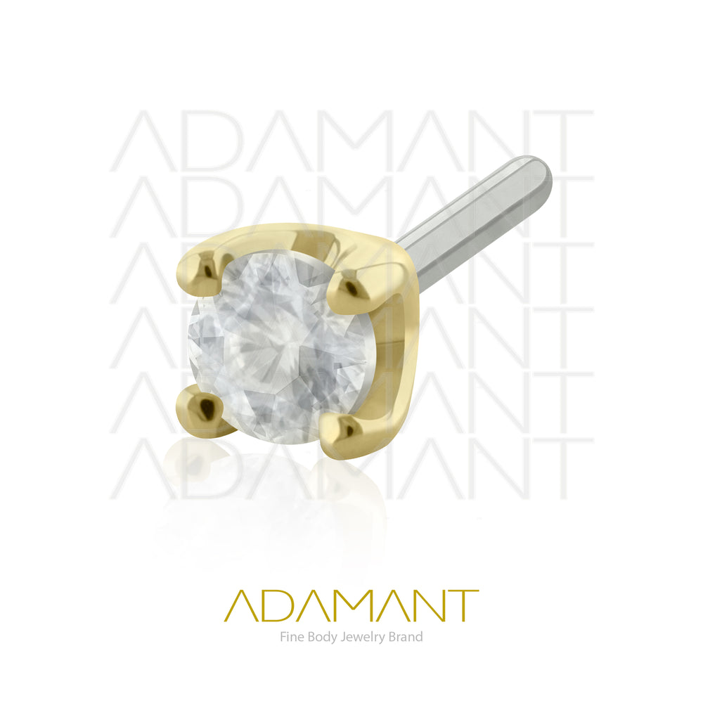 25g, Oro Solido 18k Accesorio Sin Rosca, 4.8mm Tamaño del Pin, Prong Set 4, Diamante
