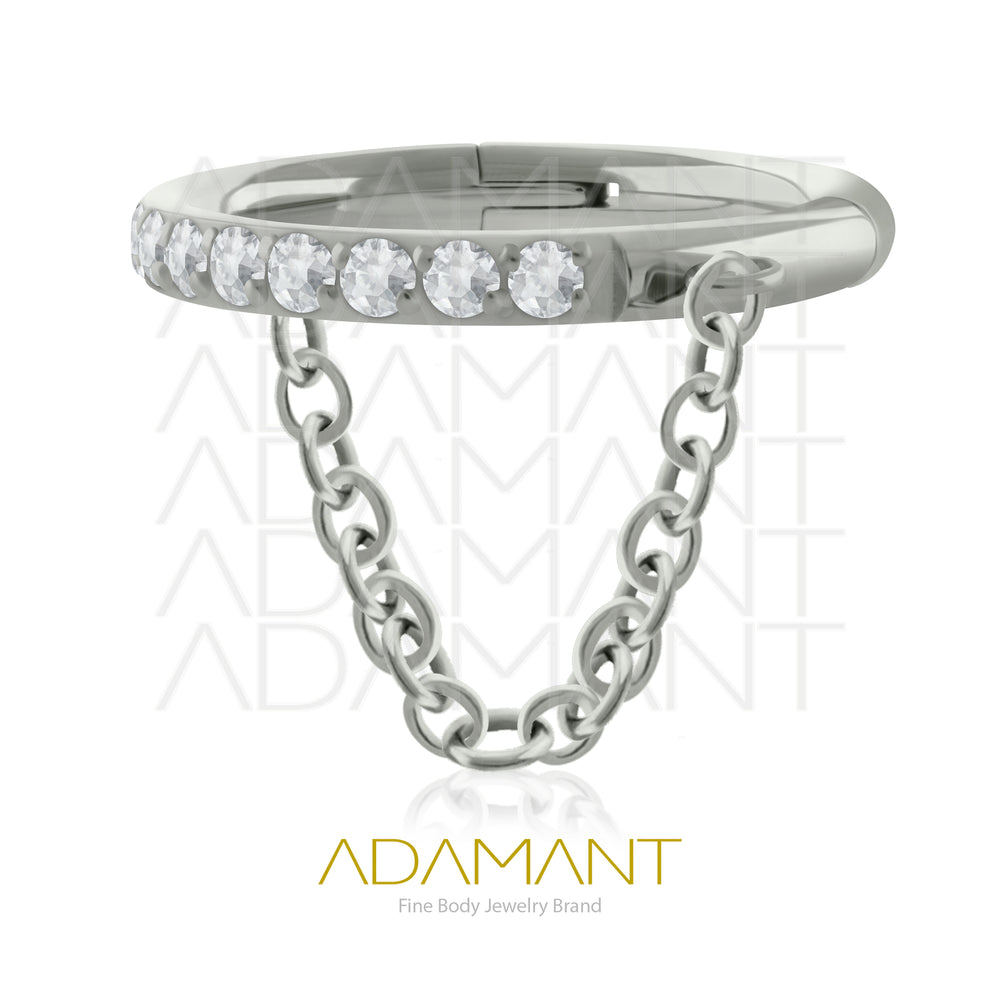 16g, Titanio, Aro Clicker con Bisagra y Cadena, Side Multijoya Prong set, Cubic Zirconia