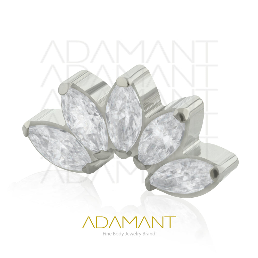 18g - 16g, Titanio Accesorio Rosca, 0.9mm Patrón de rosca, Arch Marquise, Prong Set, Cubic Zirconia.