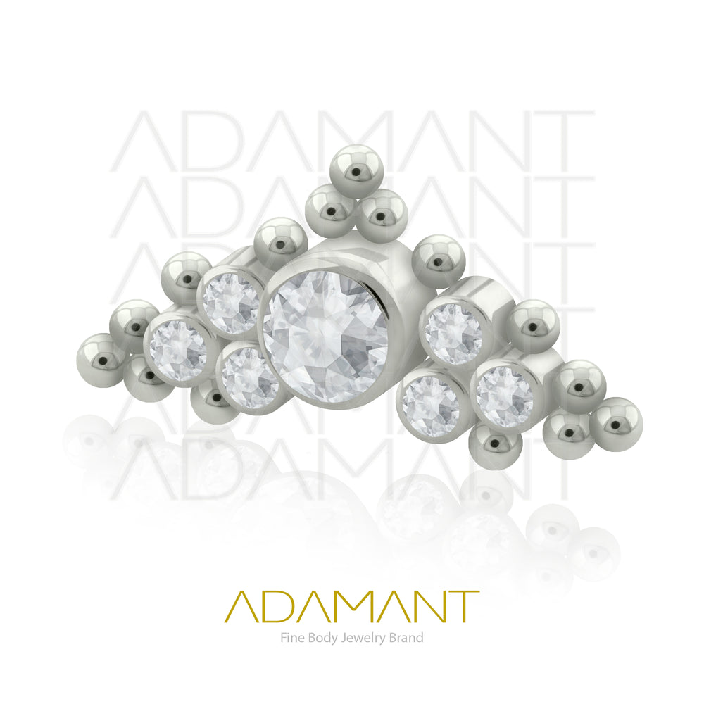 18g - 16g, Titanio Accesorio Rosca, 0.9mm Patrón de rosca, Crown, Bezel Set, Cubic Zirconia.