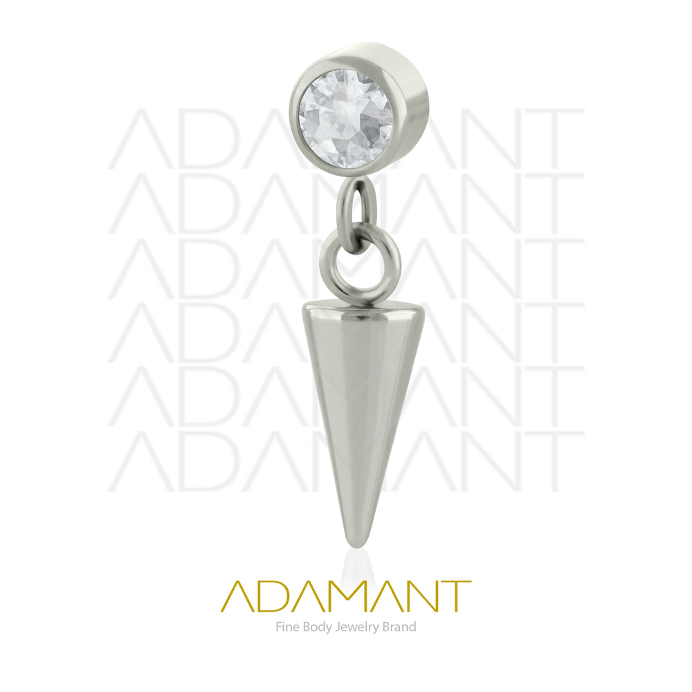 18g - 16g, Titanio Accesorio Rosca, 0.9mm Patrón de rosca, Bezel set, Cubic Zirconia Chain Spike.