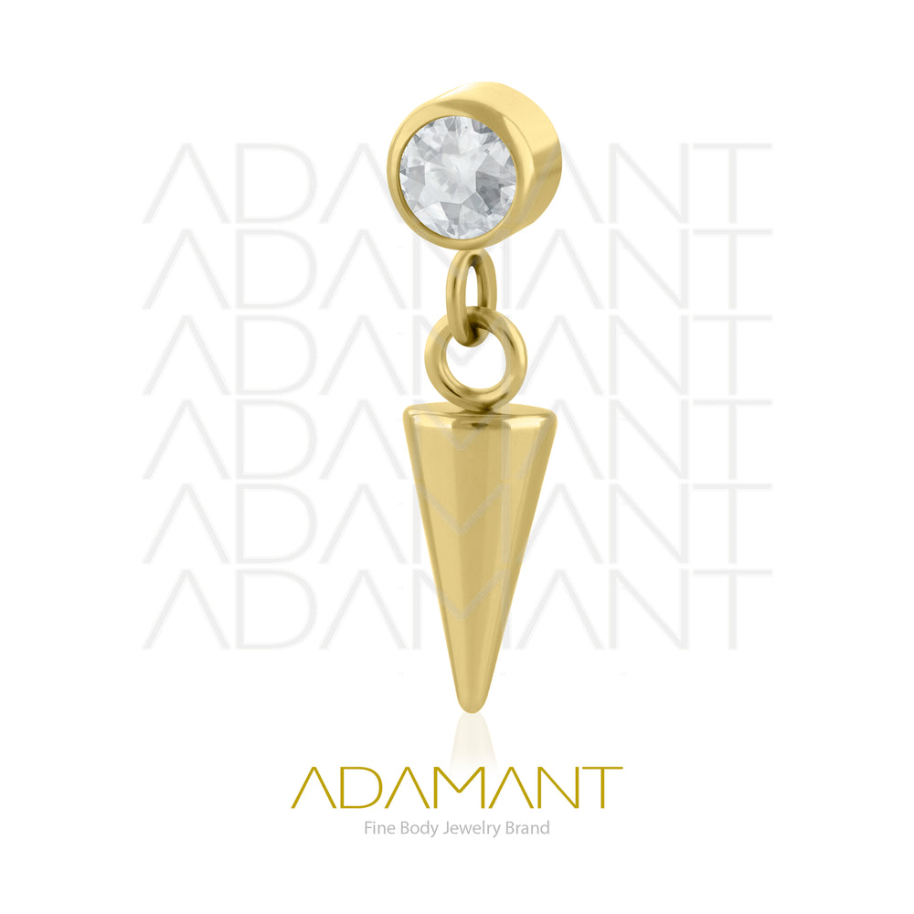 18g - 16g, Titanio Platizado Dorado Accesorio Rosca, 0.9mm Patrón de rosca, Bezel set, Cubic Zirconia Chain Spike.