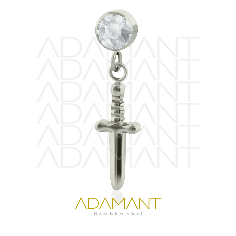 18g - 16g, Titanio Accesorio Rosca, 0.9mm Patrón de rosca, Bezel set, Cubic Zirconia Chain Espada.