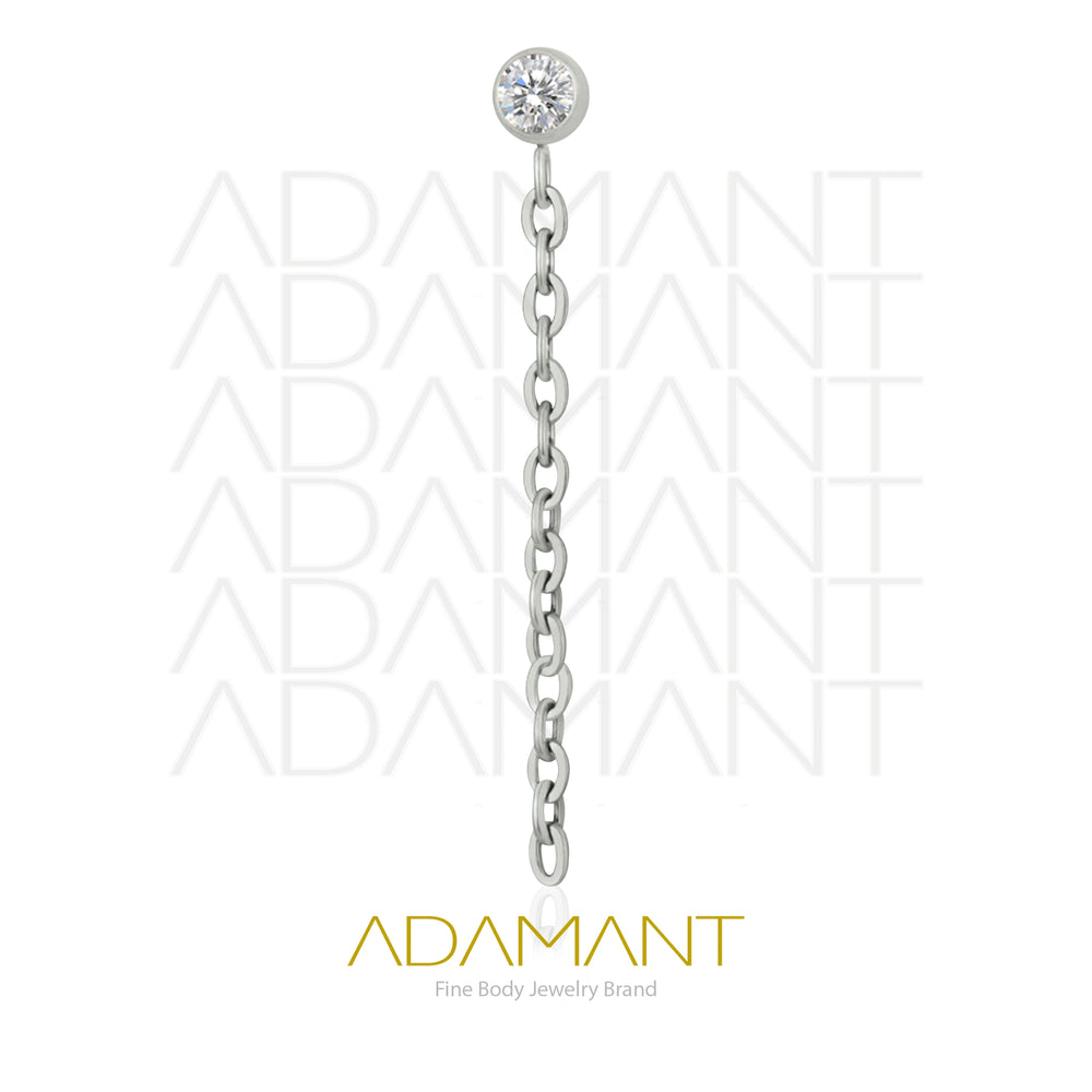 18g - 16g, Titanio Accesorio Rosca, 0.9mm Patrón de rosca, Bezel set, Cubic Zirconia with Chain.
