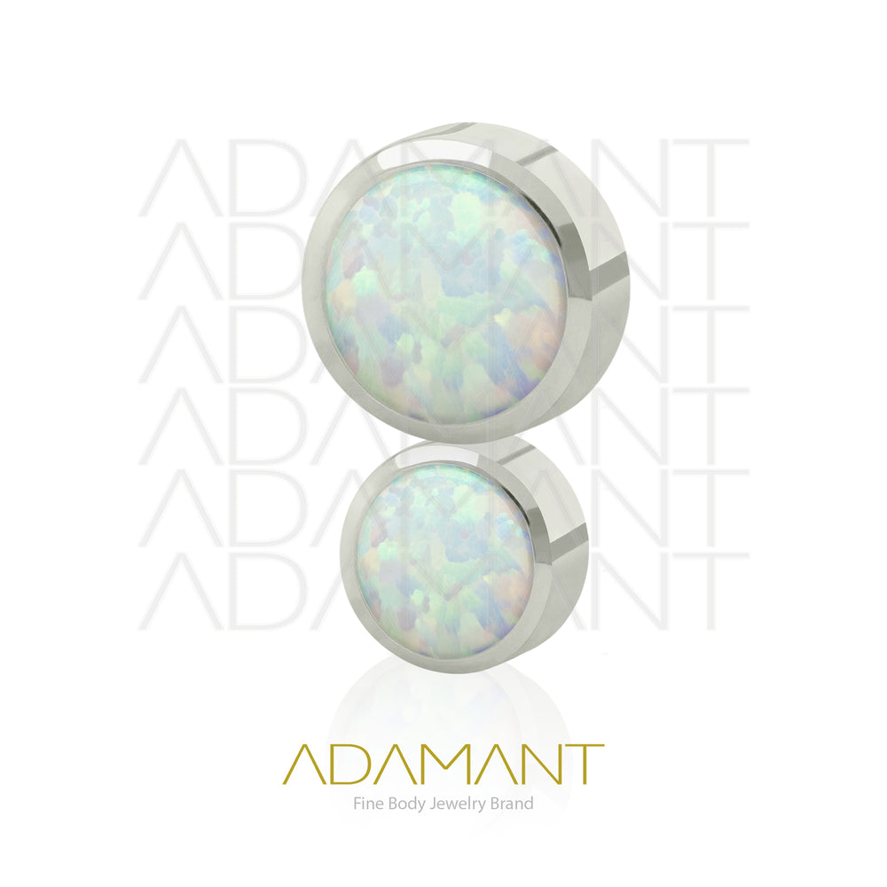 18g - 16g, Titanio Accesorio Rosca, 0.9mm Patrón de rosca, Doble Cluster, Bezel Set, Opal.