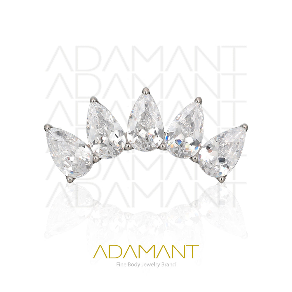 18g - 16g, Titanio Accesorio Rosca, 0.9mm Patrón de rosca, Crown Teardrop, Prong Set, Cubic Zirconia.