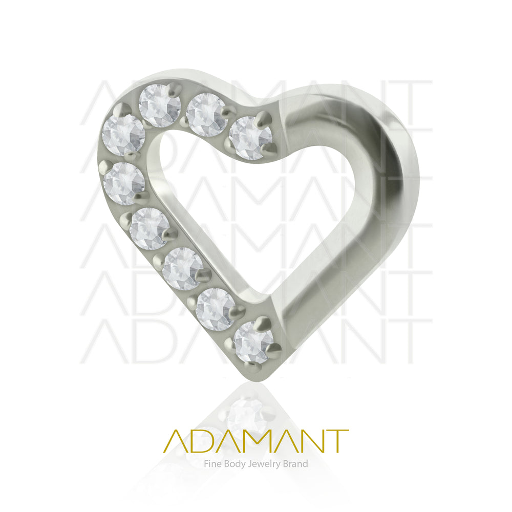 18g - 16g, Titanio Accesorio Rosca, 0.9mm Patrón de rosca, Heart frame, Prong set, Cubic Zirconia..