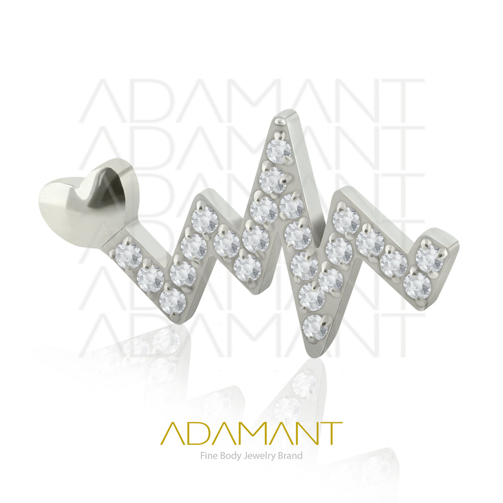 18g - 16g, Titanio Accesorio Rosca, 0.9mm Patrón de rosca, Heart rate, Prong Set, Cubic Zirconia.