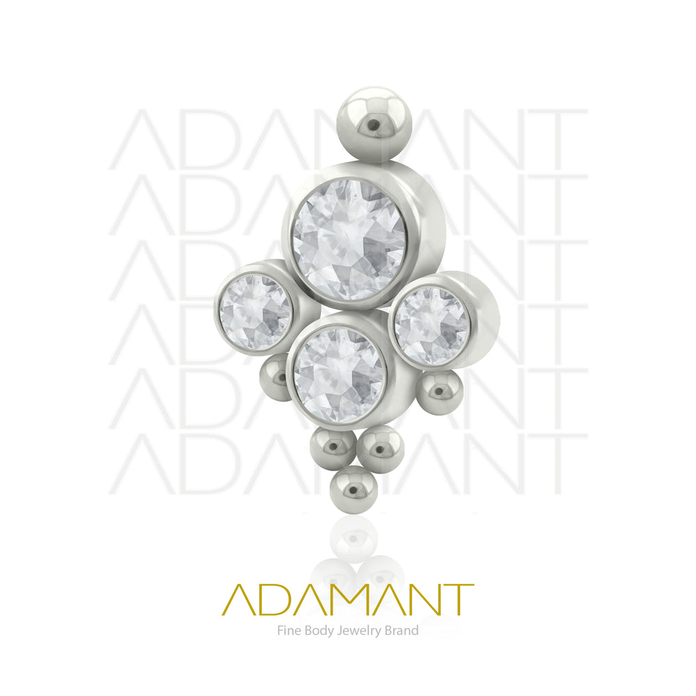18g - 16g, Titanio Accesorio Rosca, 0.9mm Patrón de rosca, Majestic, Bezel Set, Cubic Zirconia.