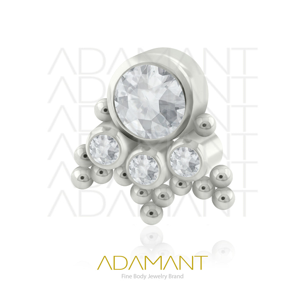 18g - 16g, Titanio Accesorio Rosca, 0.9mm Patrón de rosca, Mercury, Bezel Set, Cubic Zirconia.