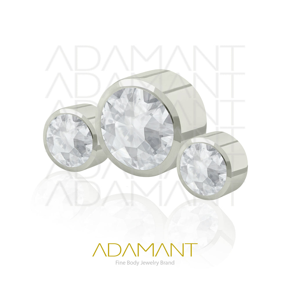 18g - 16g, Titanio Accesorio Rosca, 0.9mm Patrón de rosca, Neptuno, Bezel Set, Cubic Zirconia.