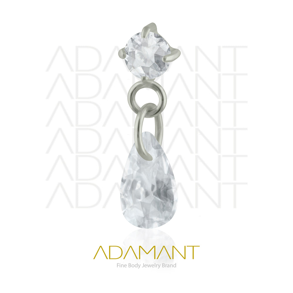 18g - 16g, Titanio Accesorio Rosca, 0.9mm Patrón de rosca, Prong set 4, Cubic Zirconia Chain Gota.