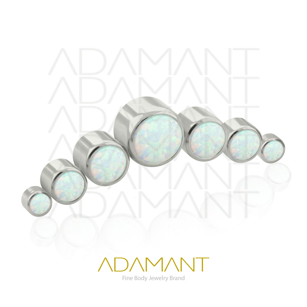 18g - 16g, Titanio Accesorio Rosca, 0.9mm Patrón de rosca, Seven Curved, Bezel Set, Opal.