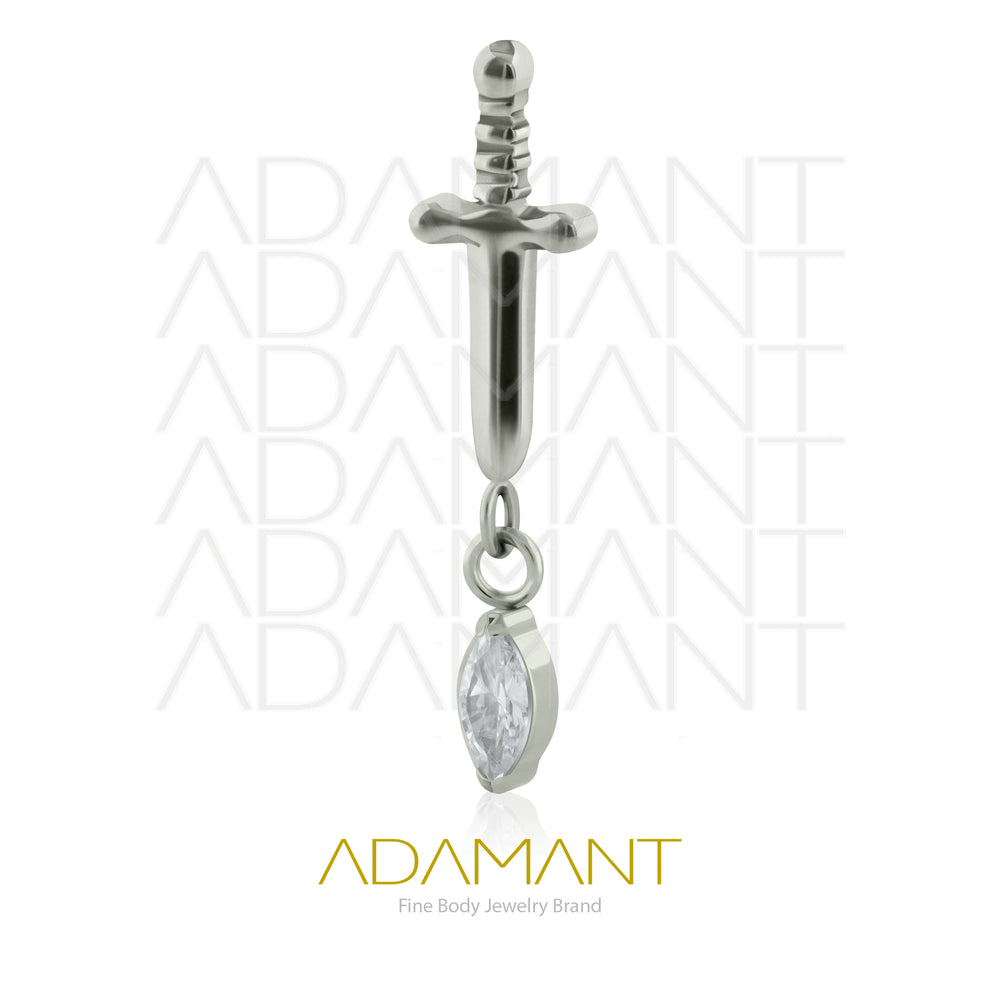 18g - 16g, Titanio Accesorio Rosca, 0.9mm Patrón de rosca, Espada Chain Single Marquise Prong set, Cubic Zirconia.