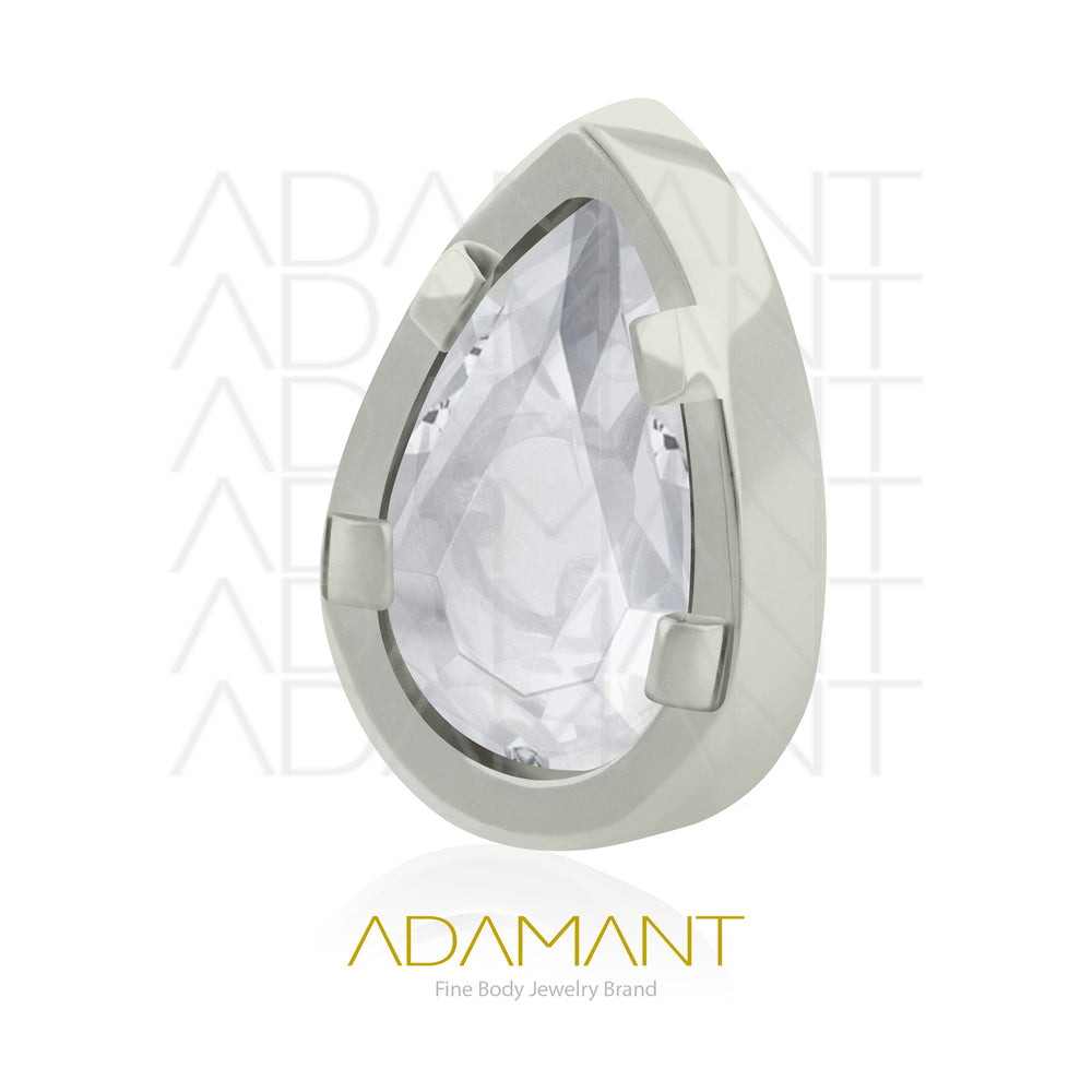 18g - 16g, Titanio Accesorio Rosca, 0.9mm Patrón de rosca, Teardrop Prong Set 4, Cubic Zirconia.