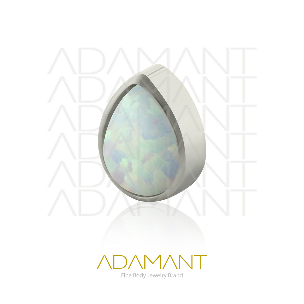 18g - 16g, Titanio Accesorio Rosca, 0.9mm Patrón de rosca, Teardrop Bezel Set, Opal.