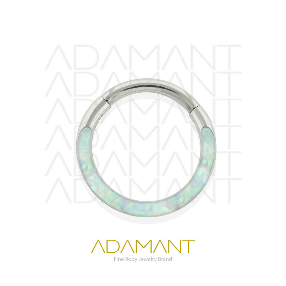 18g, Titanio, Aro Clicker con Bisagra, Front Full Opal