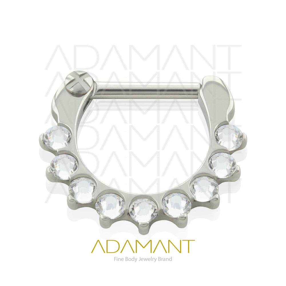 16g, Titanio, Aro Clicker con Bisagra, Front Prong set, Cubic Zirconia y Opal