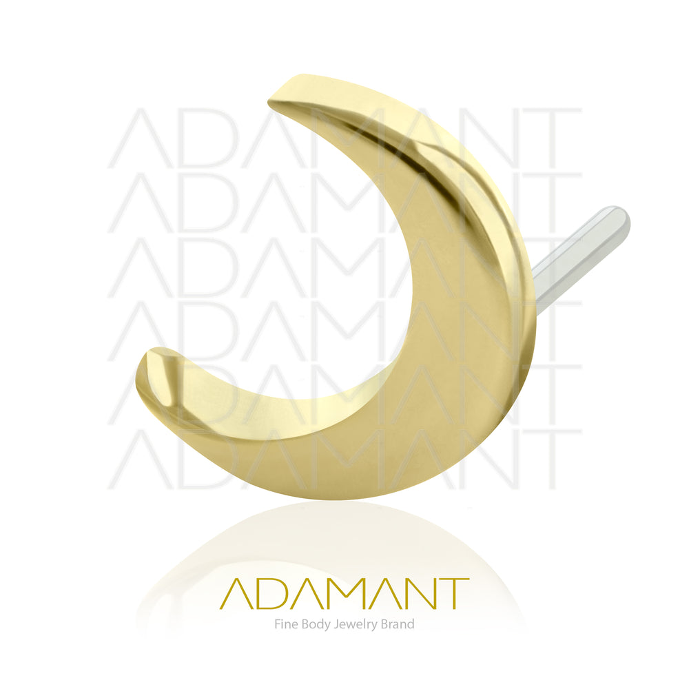 25g, Oro Solido 14k Accesorio Sin Rosca, 4.8mm Tamaño del Pin, Luna