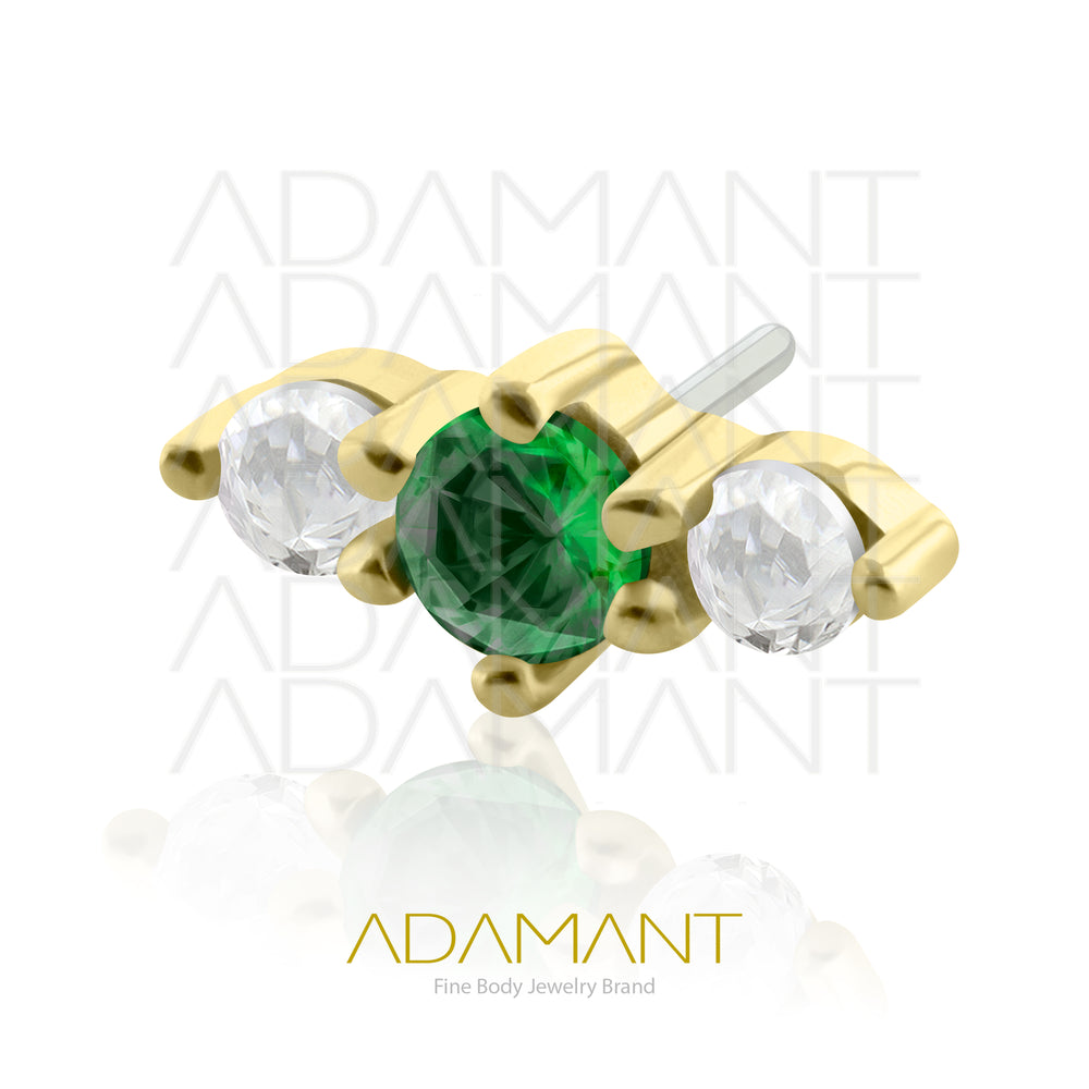 25g, Oro Solido 14k Accesorio Sin Rosca, 4.8mm Tamaño del Pin, Emmaya Prong Set, Cubic Zirconia.