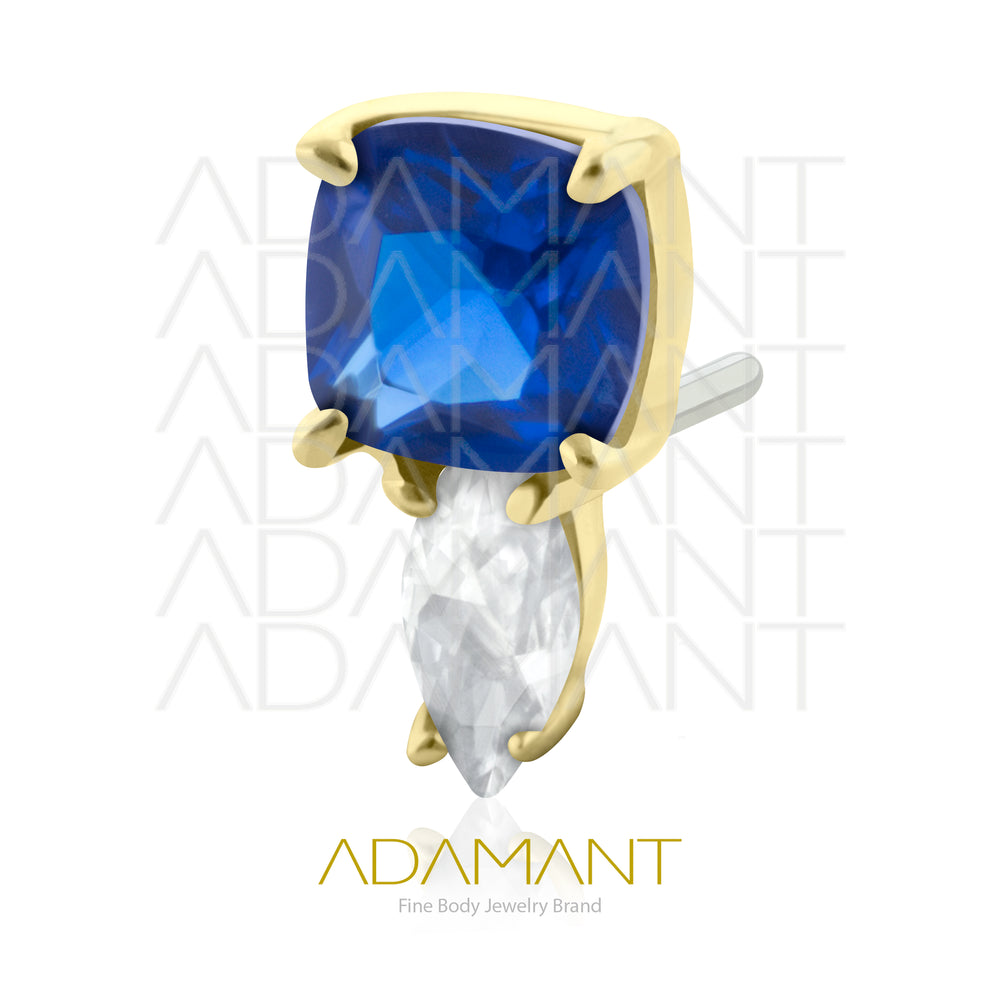 25g, Oro Solido 14k Accesorio Sin Rosca, 4.8mm Tamaño del Pin, Powerful Prong Set, Cubic Zirconia.