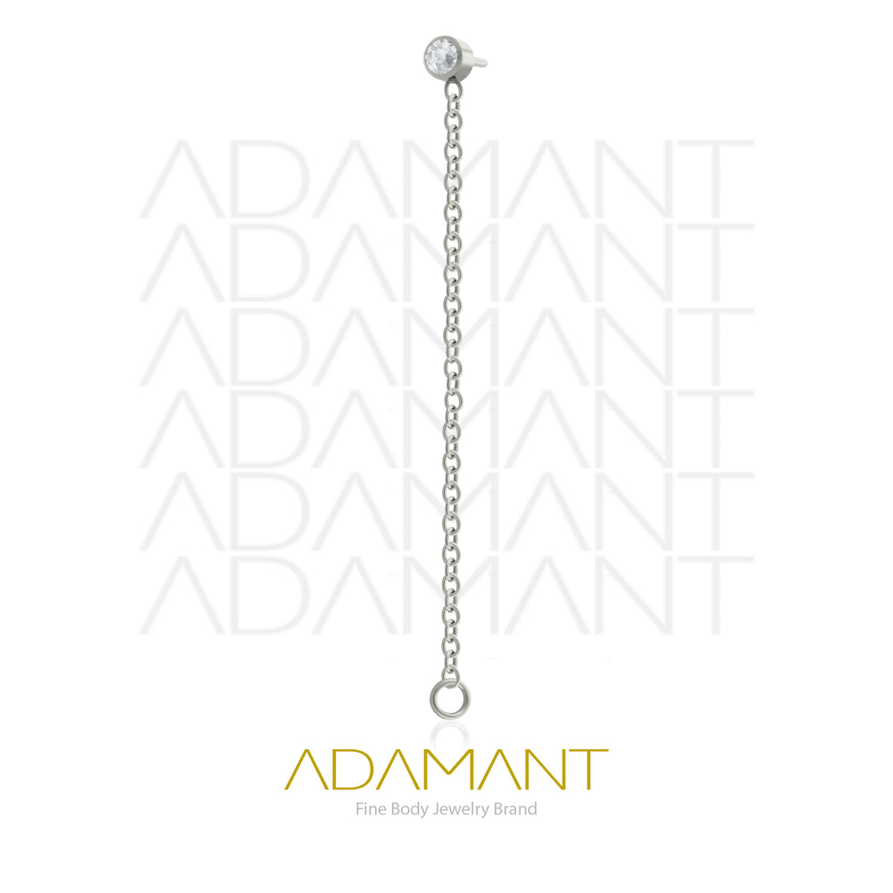 20g-18g-16g-14g Titanio Accesorios Sin Rosca, Chain Flat Bezel set, Cubic Zirconia.