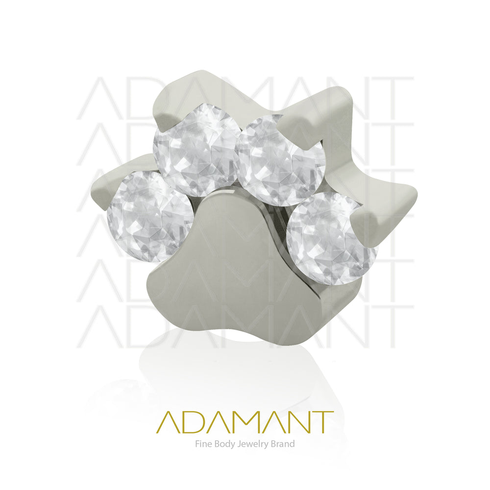 14g, Titanio Accesorio Rosca, 1.2mm Patrón de rosca, Micro Dog Paw, Prong Set, Cubic Zirconia