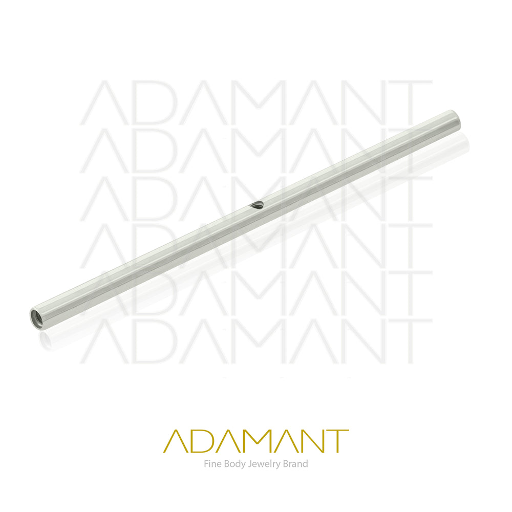 14g, Titanio Industrial Barbell, Rosca Interna, 1.2mm Patrón de rosca, Barra Barbell con 1 hueco Rosca en frente para accesorios 0.9mm Patrón de rosca.
