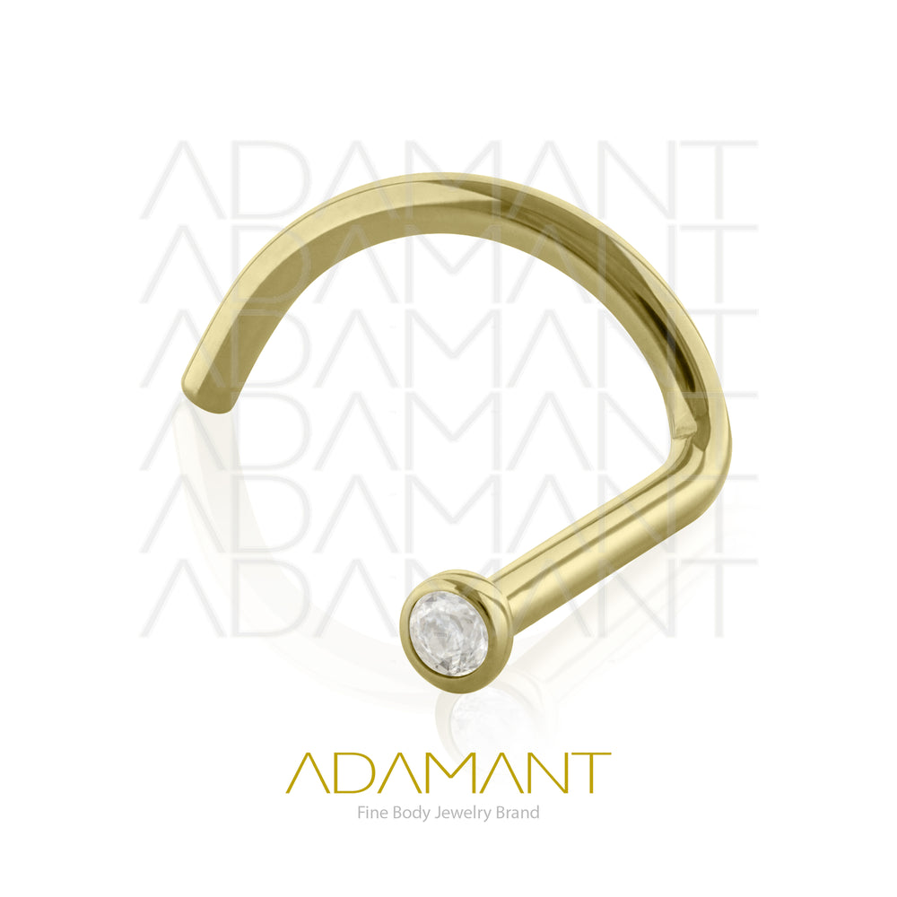 20g, Oro Solido 14k Nostril, Bezel Set, Cubic Zirconia