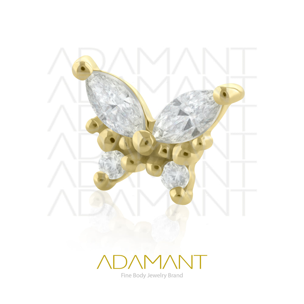 25g, Oro Solido 14k Accesorio Sin Rosca, 4.8mm Tamaño del Pin, Mariposa, Prong Set, Cubic Zirconia