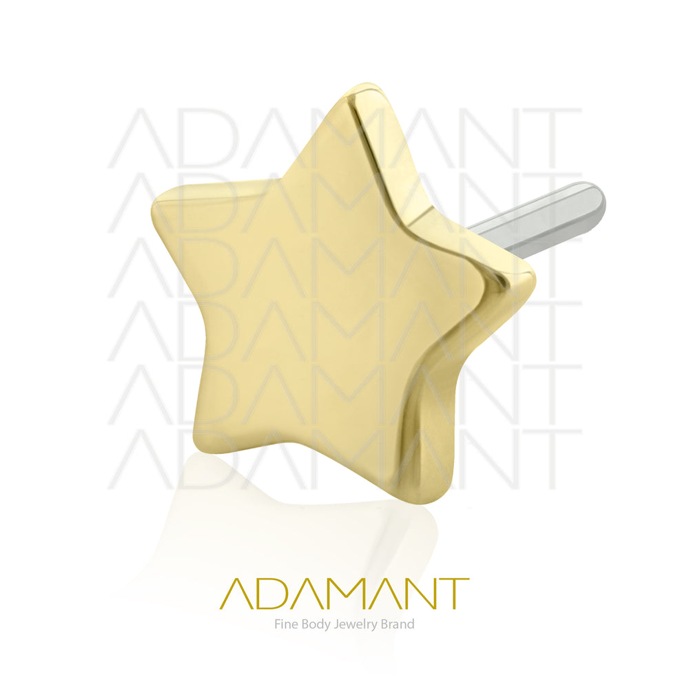 25g, Oro Solido 14k Accesorio Sin Rosca, 4.8mm Tamaño del Pin, Estrella