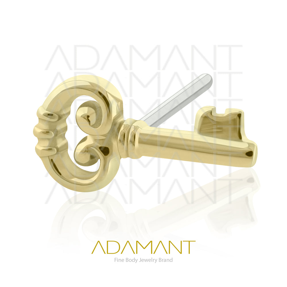 25g, Oro Solido 14k Accesorio Sin Rosca, 4.8mm Tamaño del Pin, Key