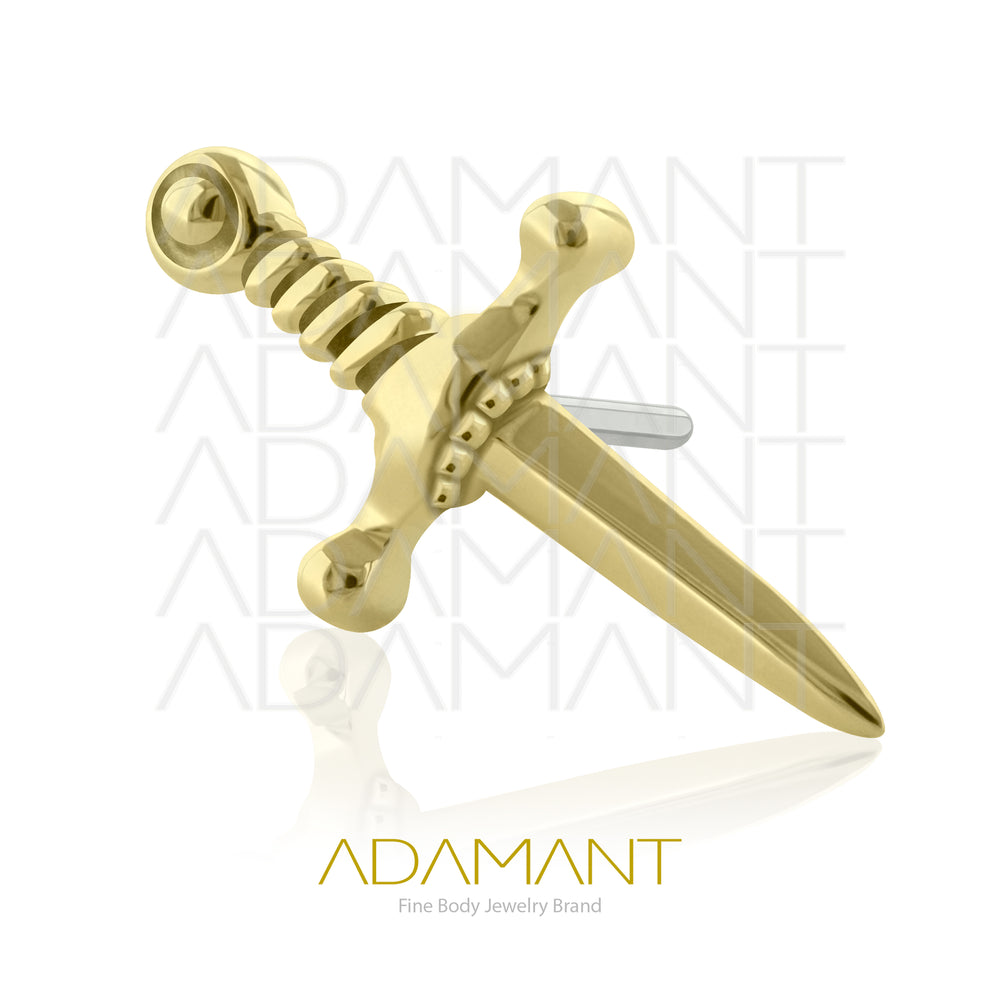 25g, Oro Solido 14k Accesorio Sin Rosca, 4.8mm Tamaño del Pin, Espada