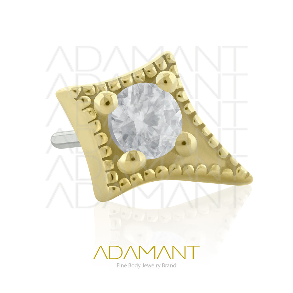 25g, Oro Solido 14k Accesorio Sin Rosca, 4.8mm Tamaño del Pin, Estrella Polar, Prong Set, Cubic Zirconia