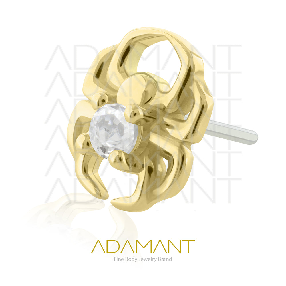 25g, Oro Solido 14k Accesorio Sin Rosca, 4.8mm Tamaño del Pin, Araña, Prong Set, Cubic Zirconia