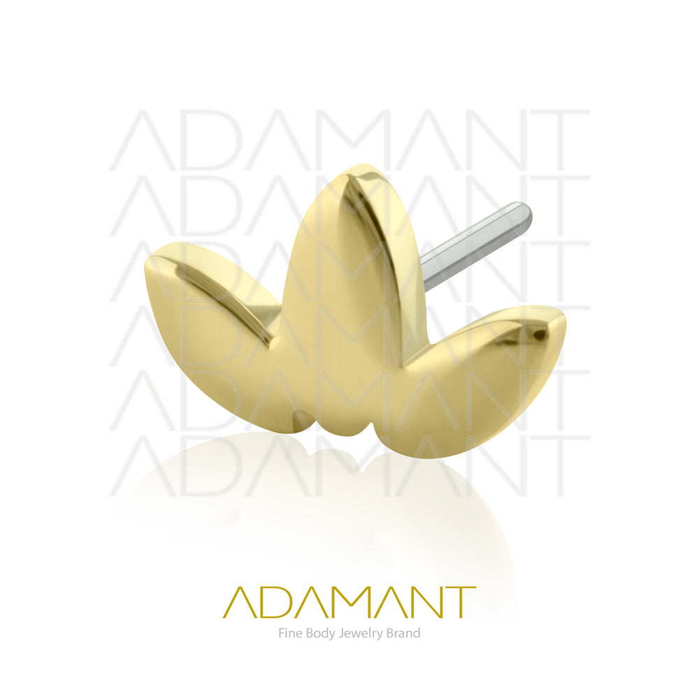 25g, Oro Solido 14k Accesorio Sin Rosca, 4.8mm Tamaño del Pin, Triple Marquise Plano