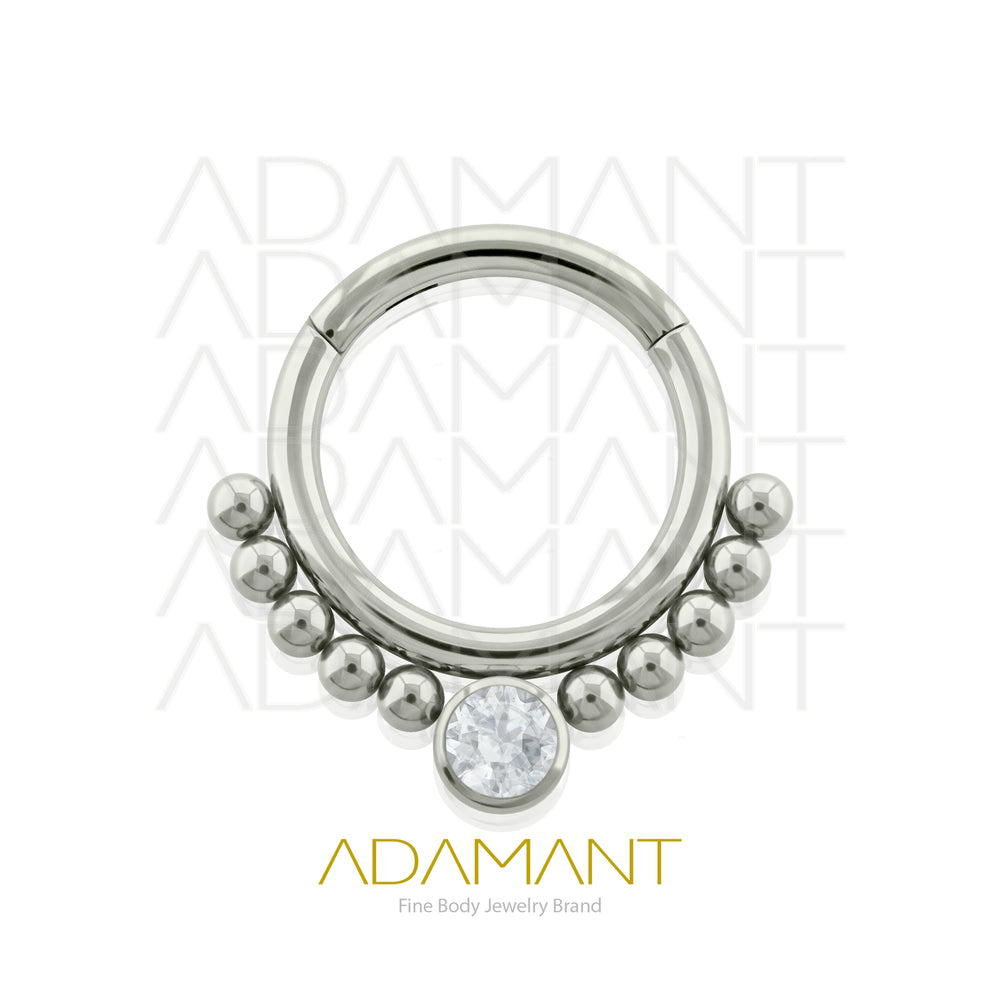 16g, Titanio, Aro Clicker con Bisagra, Tiffany Bezel set, Cubic Zirconia