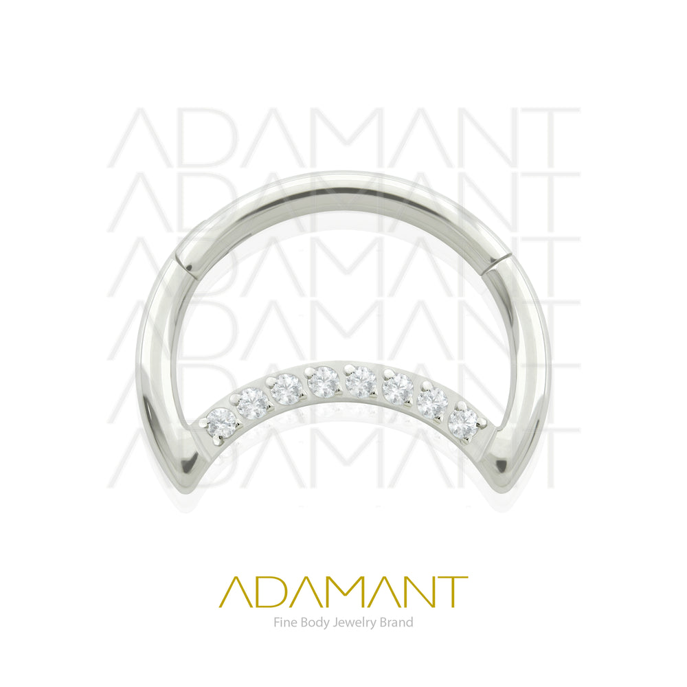 16g, Titanio, Aro Clicker con Bisagra, Luna Prong Set, Cubic Zirconia
