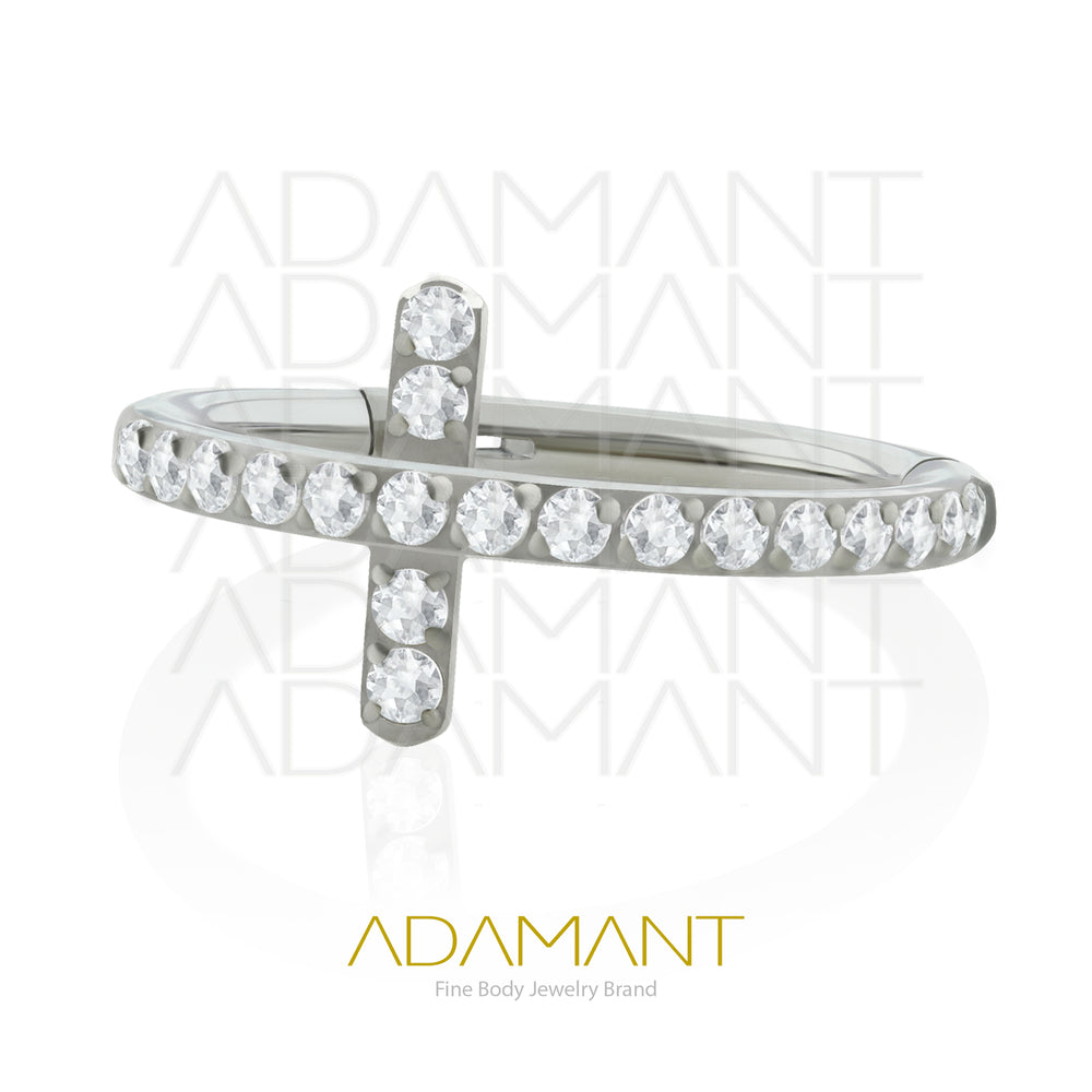 16g, Titanio, Aro Clicker con Bisagra, Side Cruz Prong Set, Cubic Zirconia