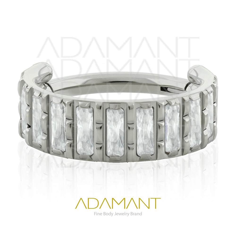 16g, Titanio, Aro Clicker con Bisagra, Side Segmented Prong set, Cubic Zirconia