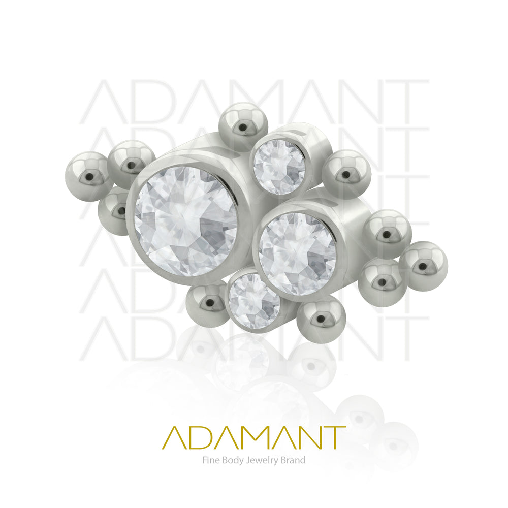 18g - 16g, Titanio Accesorio Rosca, 0.9mm Patrón de rosca, Bangkok, Bezel Set, Cubic Zirconia.