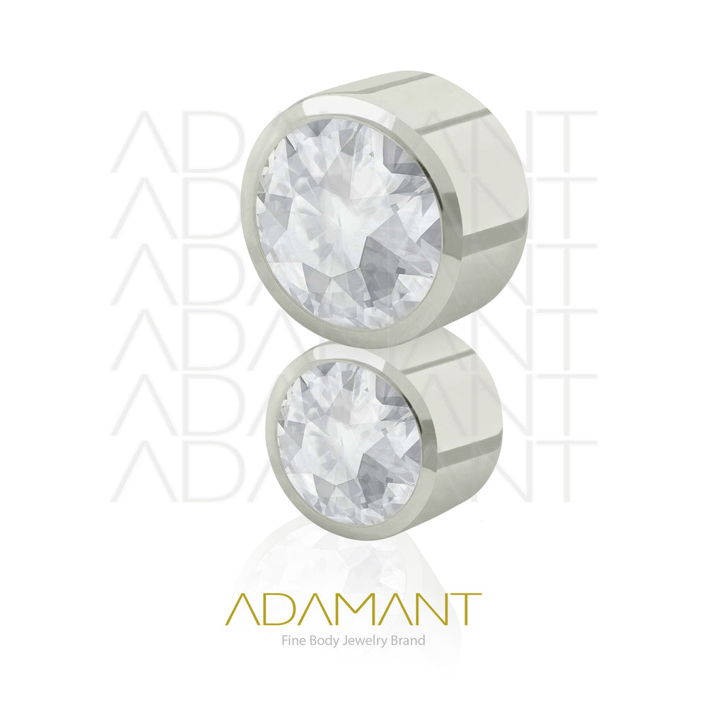 18g - 16g, Titanio Accesorio Rosca, 0.9mm Patrón de rosca, Doble Cluster, Bezel Set, Cubic Zirconia.