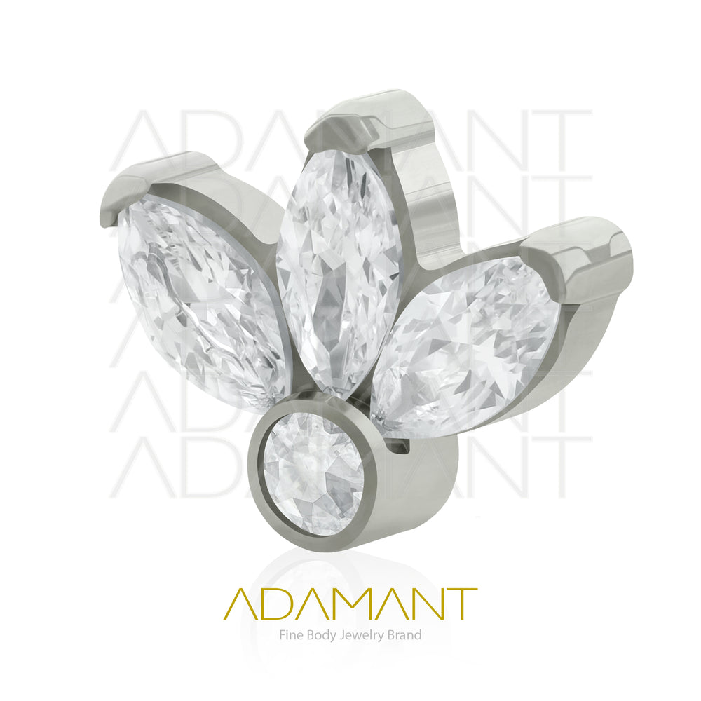18g - 16g, Titanio Accesorio Rosca, 0.9mm Patrón de rosca, Dawn Marquise, Prong Set, Cubic Zirconia.