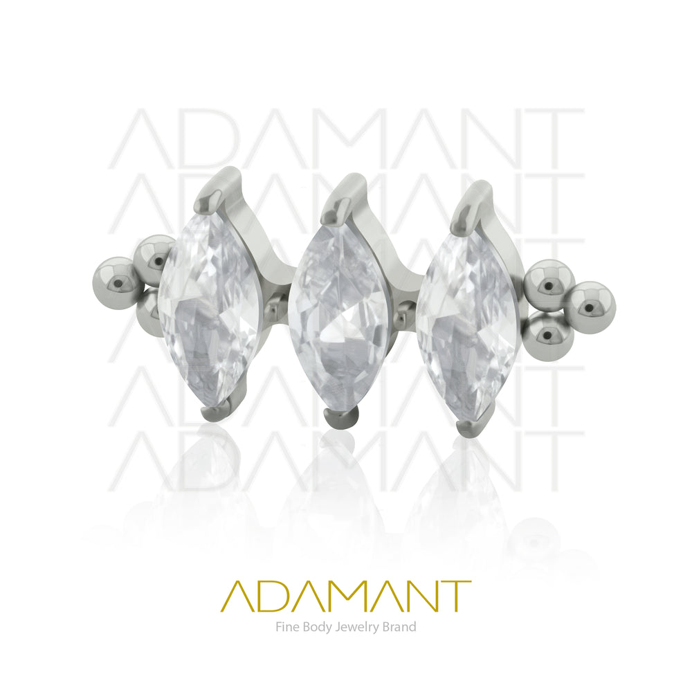 18g - 16g, Titanio Accesorio Rosca, 0.9mm Patrón de rosca, Duchess marquise, Prong Set, Cubic Zirconia.